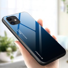 Husa iPhone 12 Mini - Gradient Glass, Albastru cu Negru  - 4