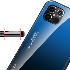 Husa iPhone 12 Pro Max - Gradient Glass, Albastru cu Negru  - 3