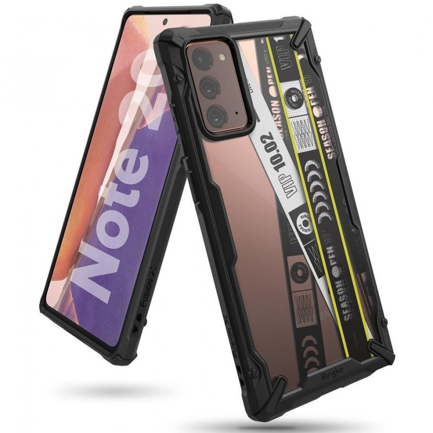 Husa Carcasa Spate pentru Samsung Galaxy Note 20 / Galaxy Note 20 5G - Ringke Fusion X Design Ticket Band, Neagra Ringke - 1
