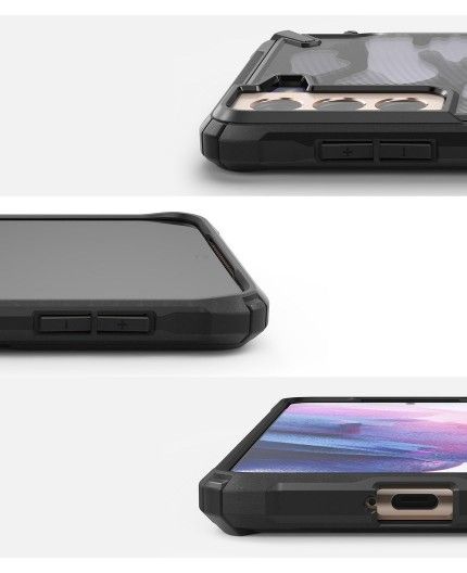 Husa Carcasa Spate pentru Samsung Galaxy S21 4G / Galaxy S21 5G - Ringke Fusion X, Camo Black - 2