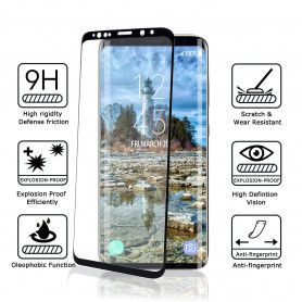 Folie Protectie Ecran pentru Samsung S8 Plus, Sticla securizata, Full 3D 0.24mm, Negru  - 2