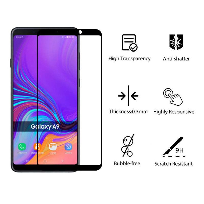 Folie Protectie Ecran pentru Samsung Galaxy A9 (2018), Sticla securizata, 3D 0.33mm, Negru - 2