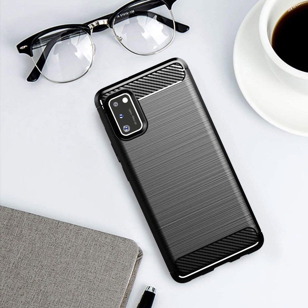 Husa Tpu Carbon Fibre pentru Samsung Galaxy A41, Neagra
