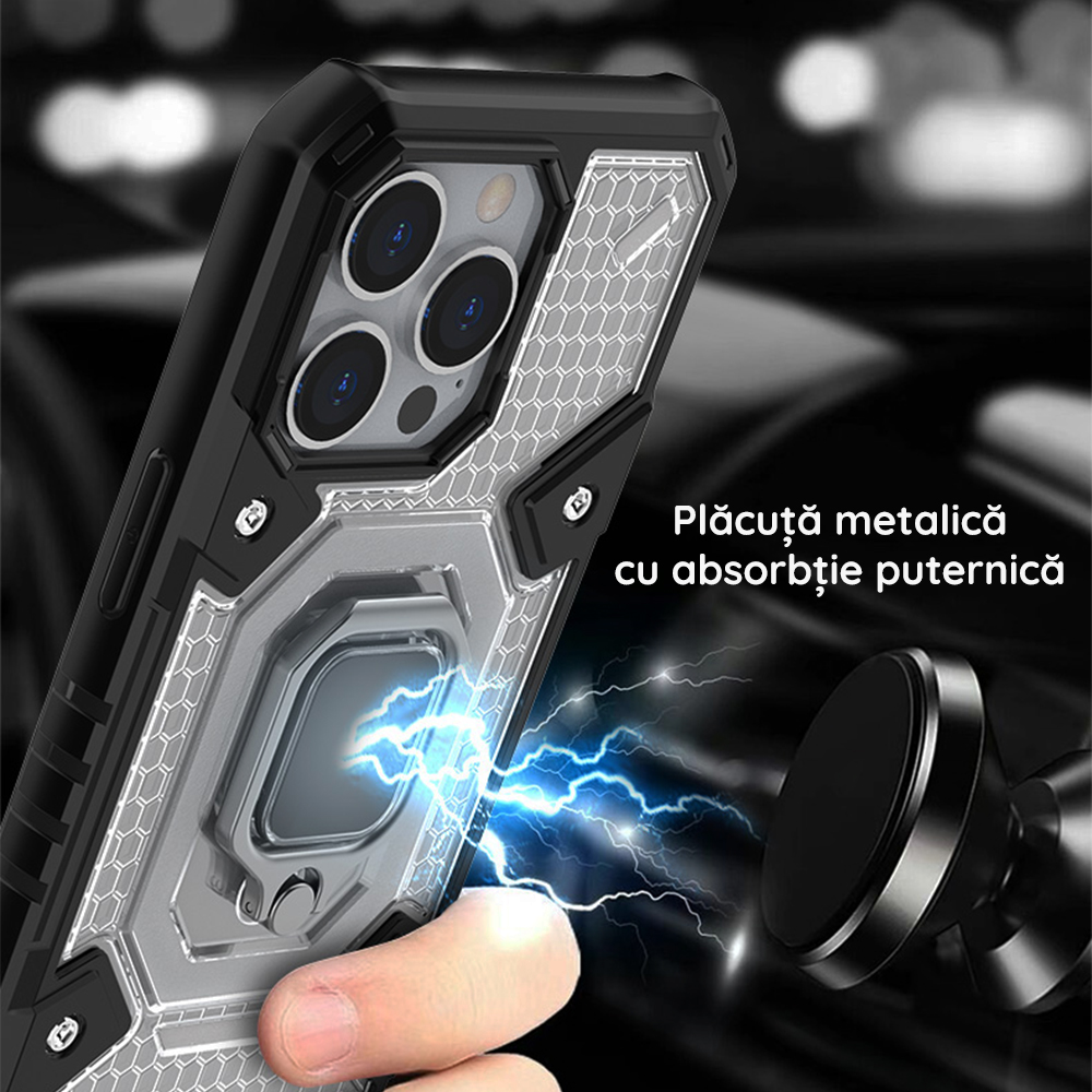 Husa Carcasa Spate pentru iPhone 12 Mini - HoneyComb Armor, Neagra - 3
